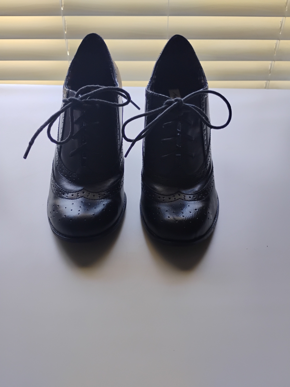 American Eagle Outfitters Black Wingtip Lace-Up Heels